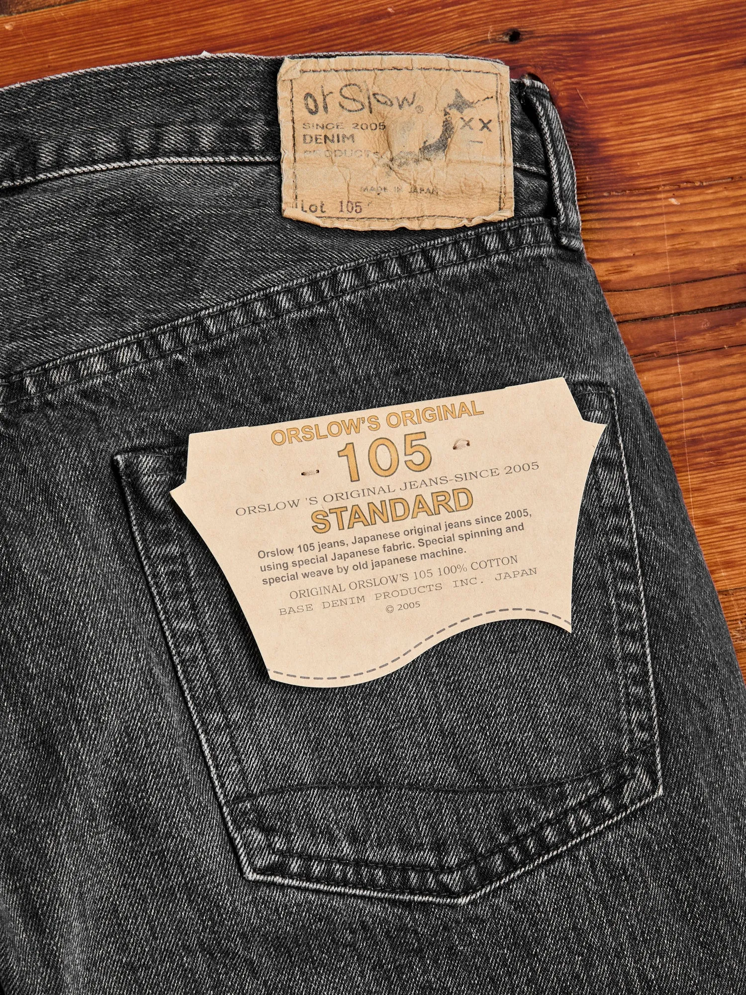 105 "Black Stone Wash" 13.5oz Selvedge Denim - Standard Fit