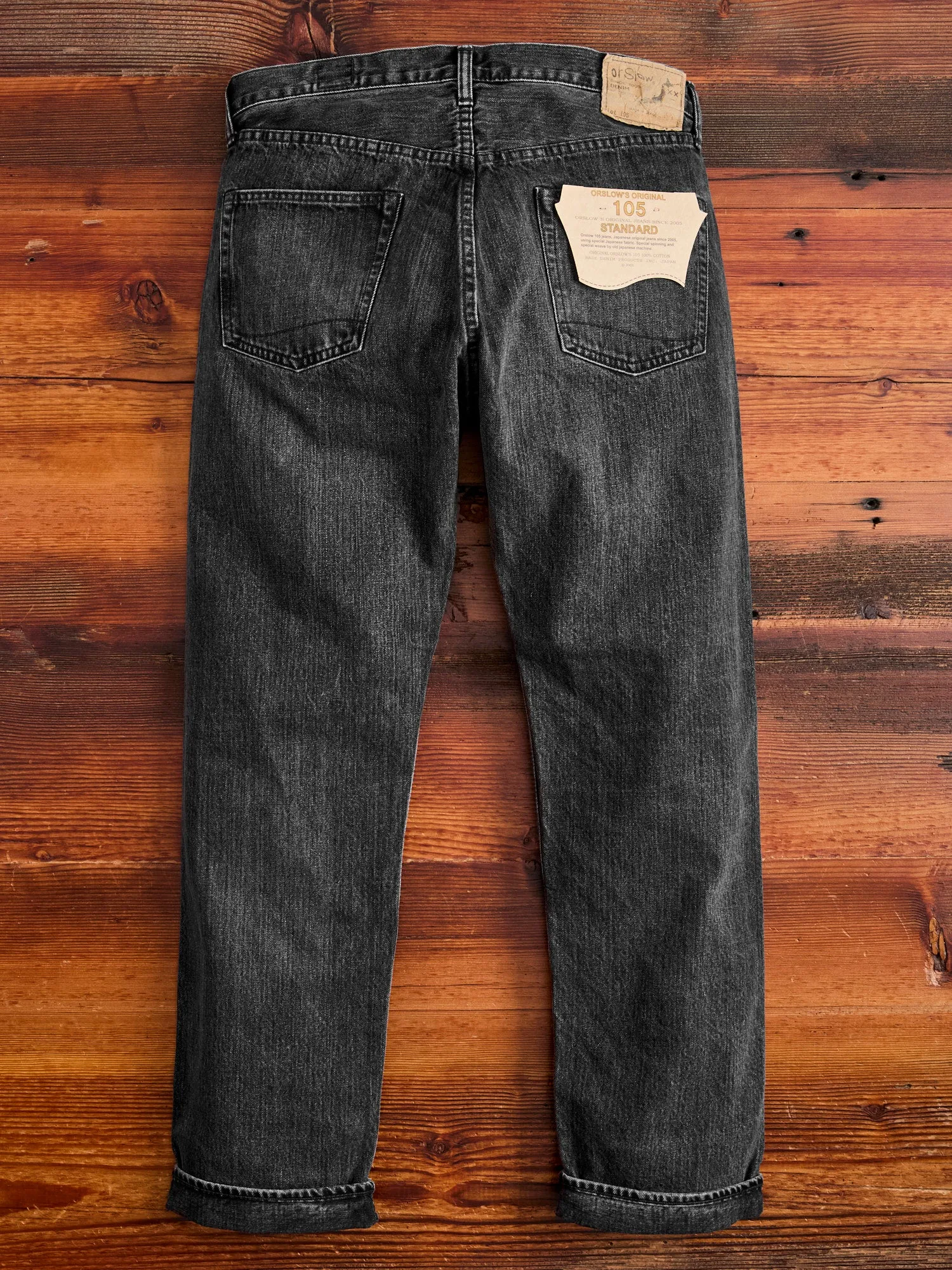 105 "Black Stone Wash" 13.5oz Selvedge Denim - Standard Fit