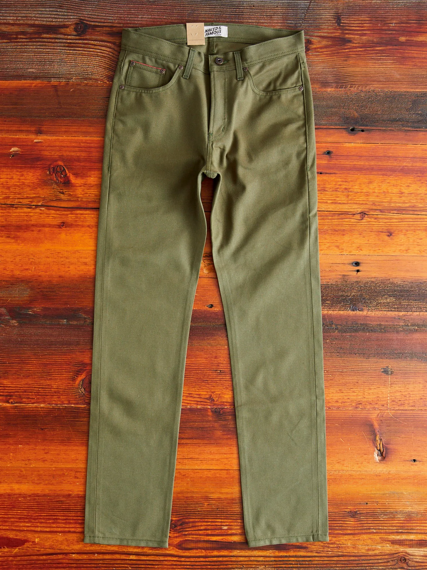 10oz Selvedge Army Green Duck Canvas - Weird Guy Fit