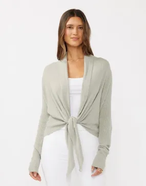 3 Way Tie Waffle Knit Cardigan