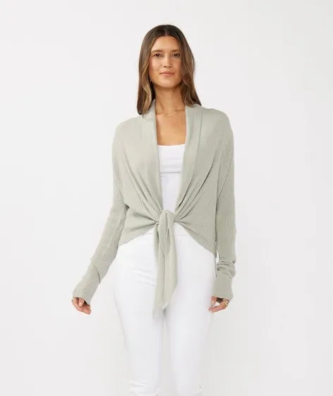 3 Way Tie Waffle Knit Cardigan