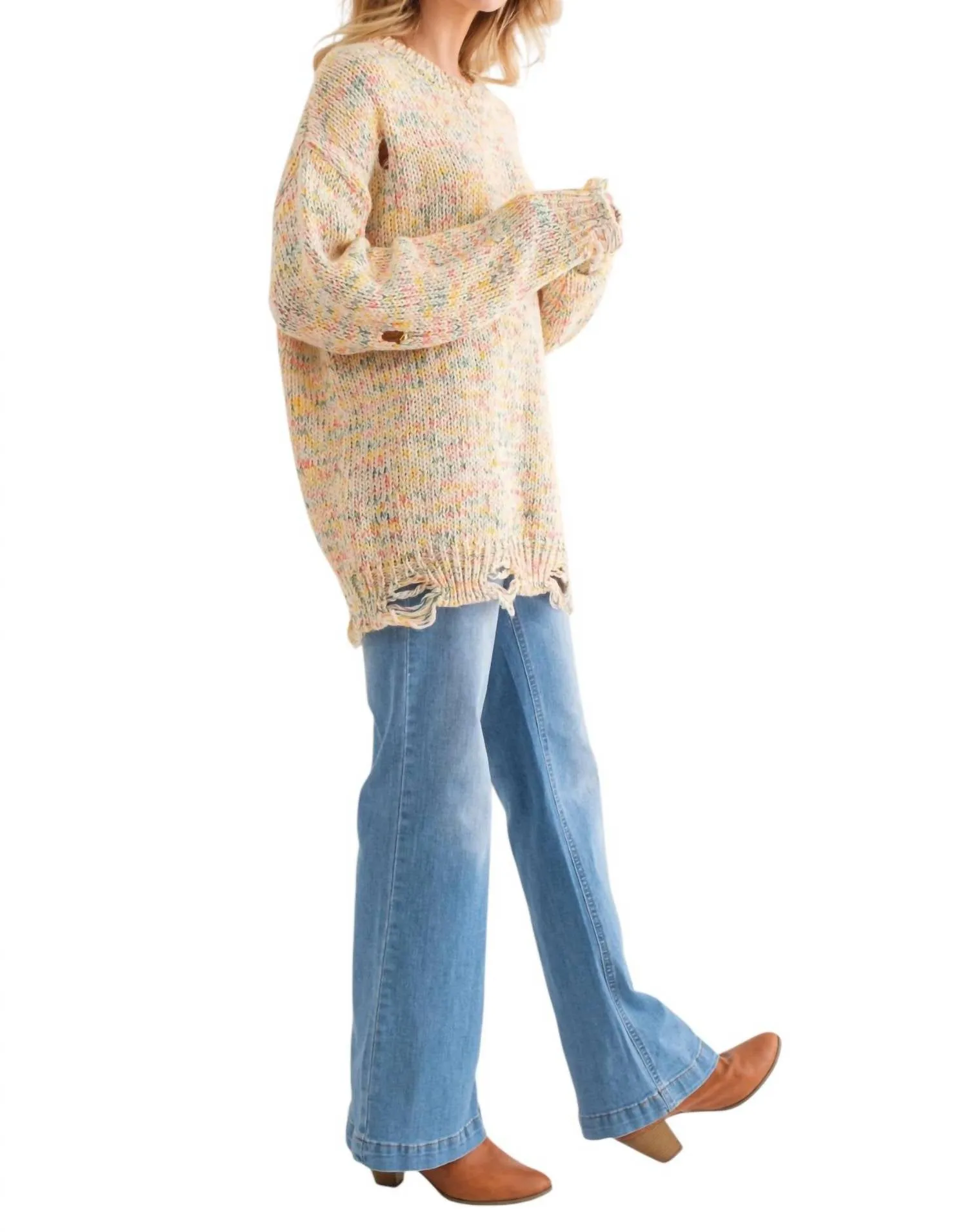 And The Why - Color Your World Distressed Sweater