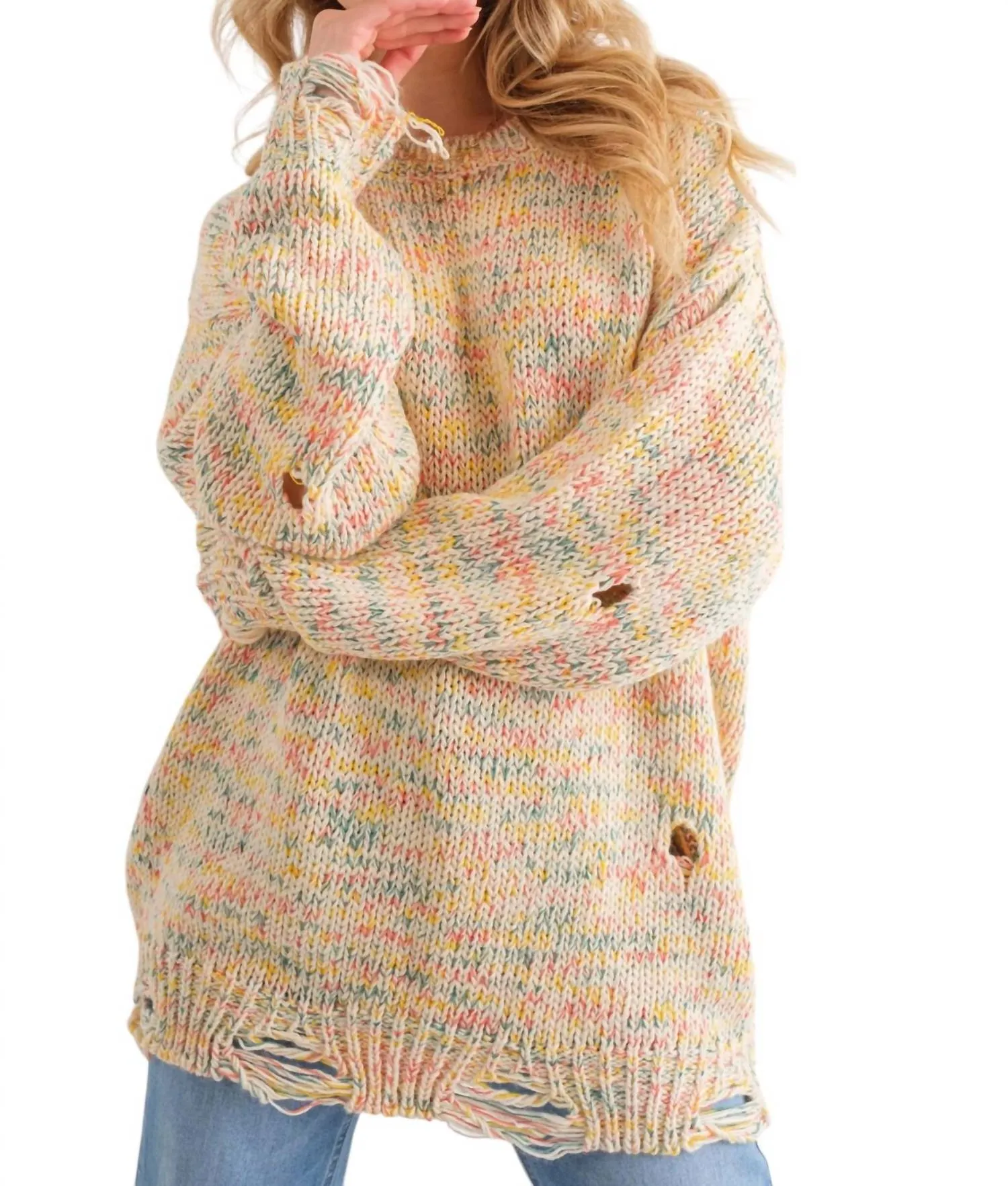 And The Why - Color Your World Distressed Sweater