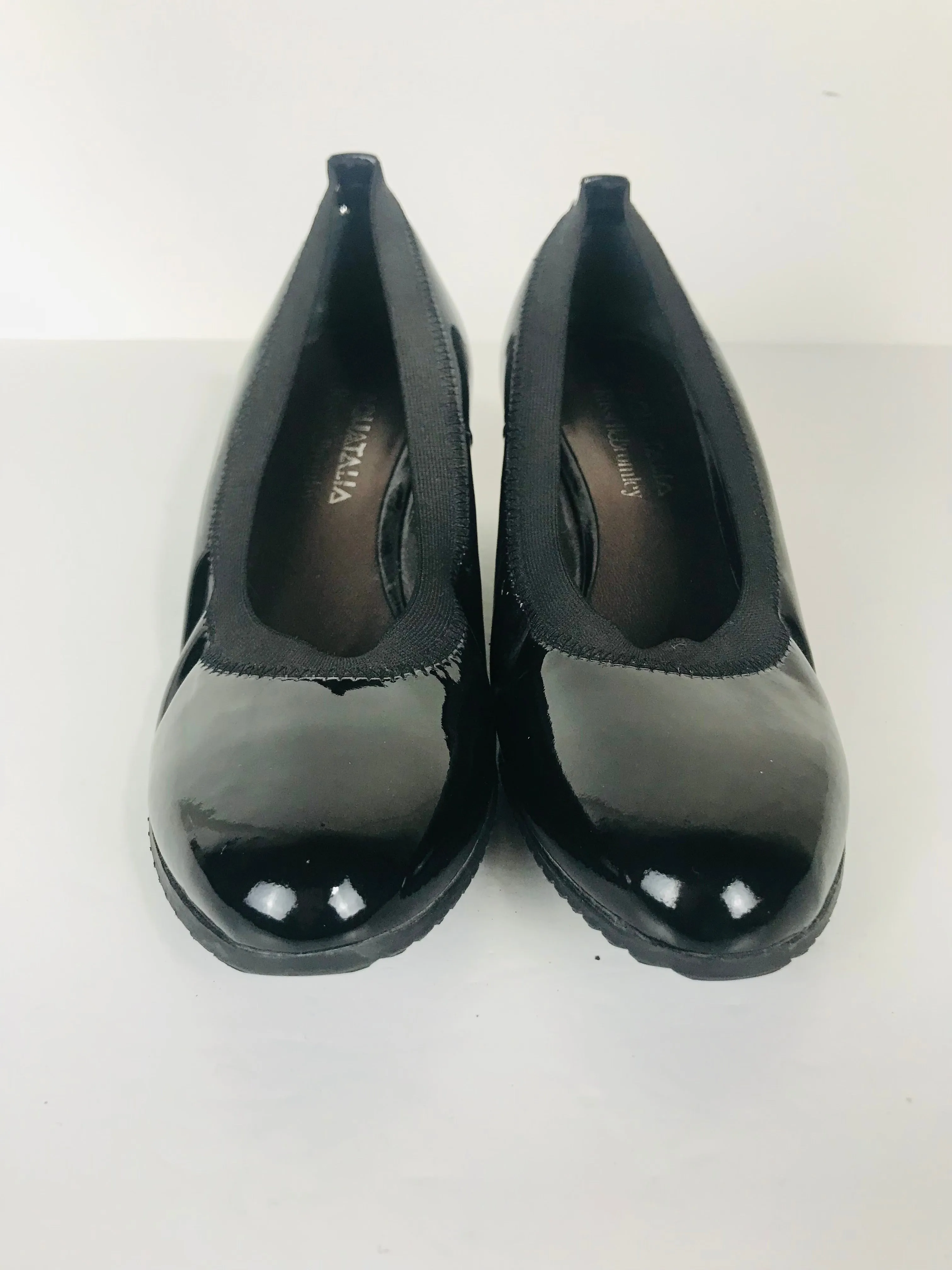 Aquatalia for Russel & Bromley Women's Patent Wedge Court Shoes | EU38.5 | Black