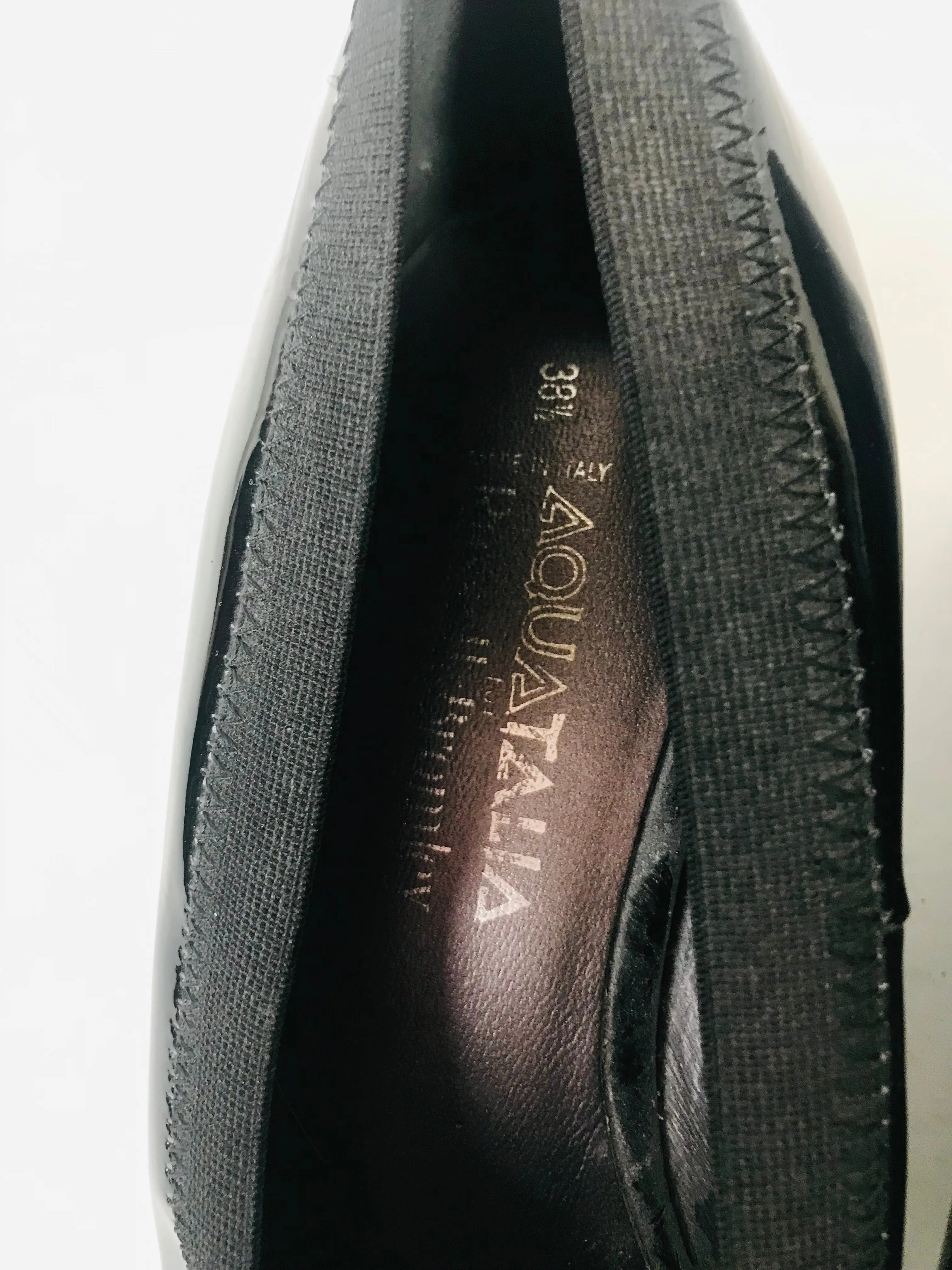 Aquatalia for Russel & Bromley Women's Patent Wedge Court Shoes | EU38.5 | Black