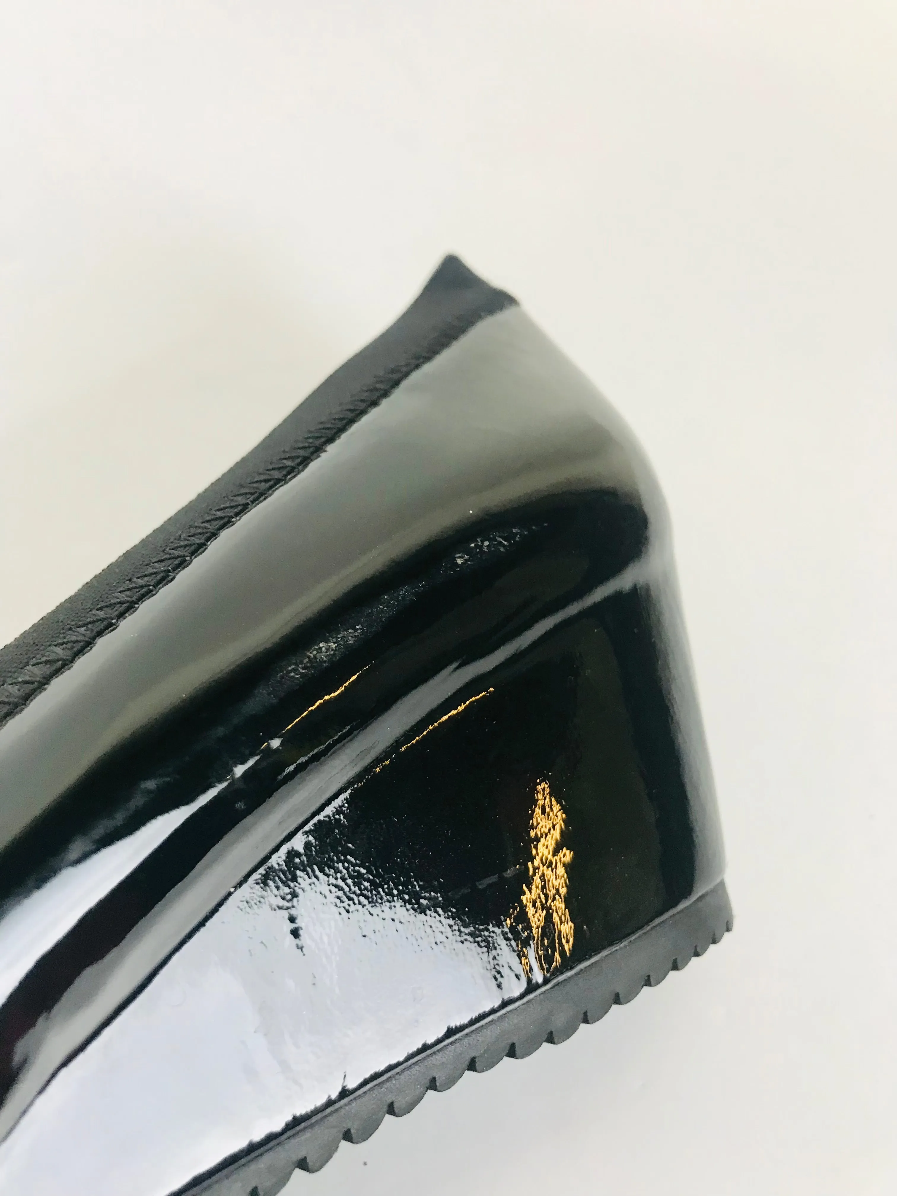 Aquatalia for Russel & Bromley Women's Patent Wedge Court Shoes | EU38.5 | Black