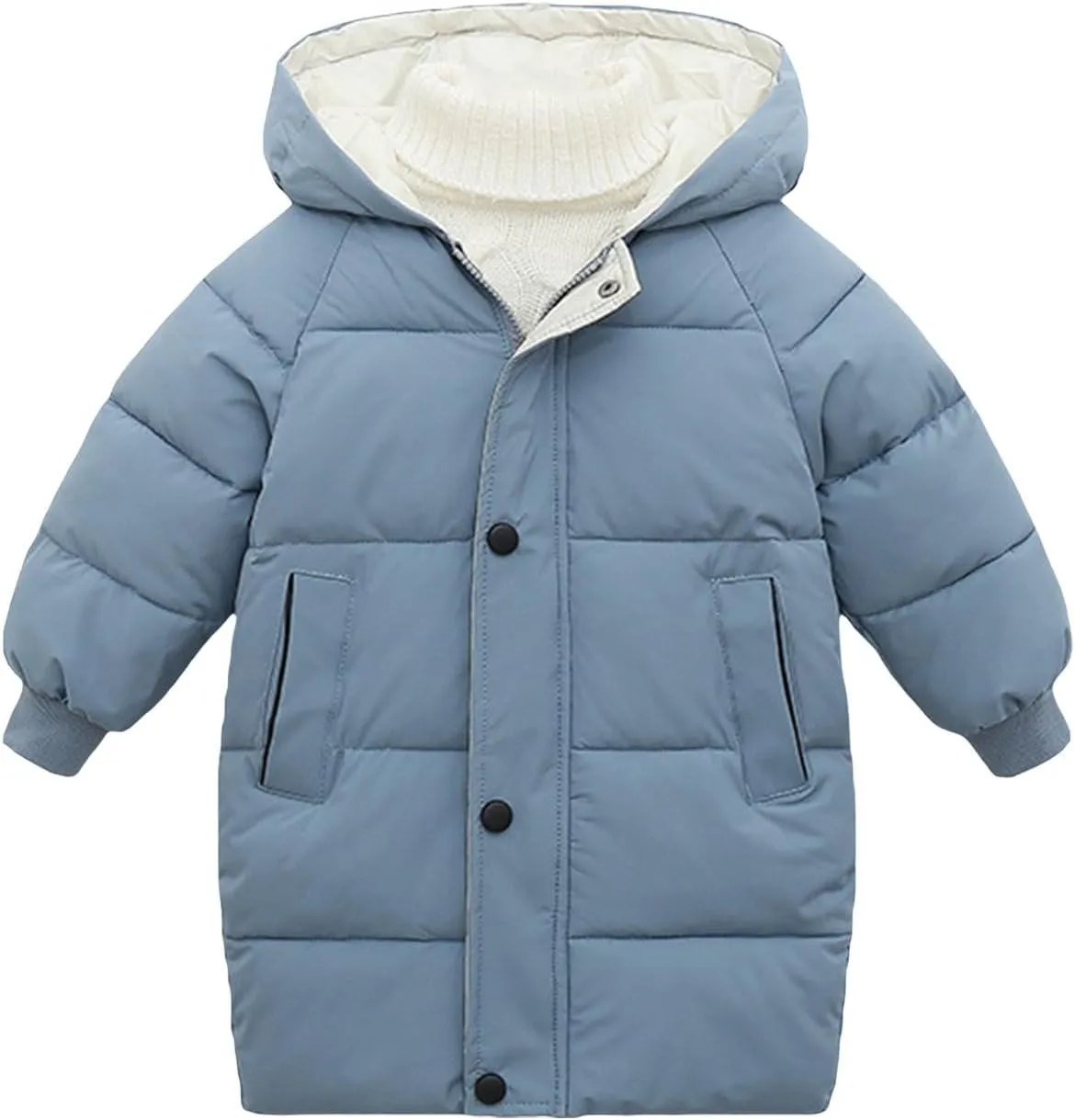 Baby Kids Winter Coat Puffer Down Jacket Solid Windproof Light Winter Snowsuit Coat Hooded Outwear with Pocket