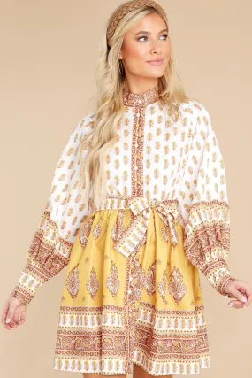 Beginning A Journey Yellow Multi Print Dress