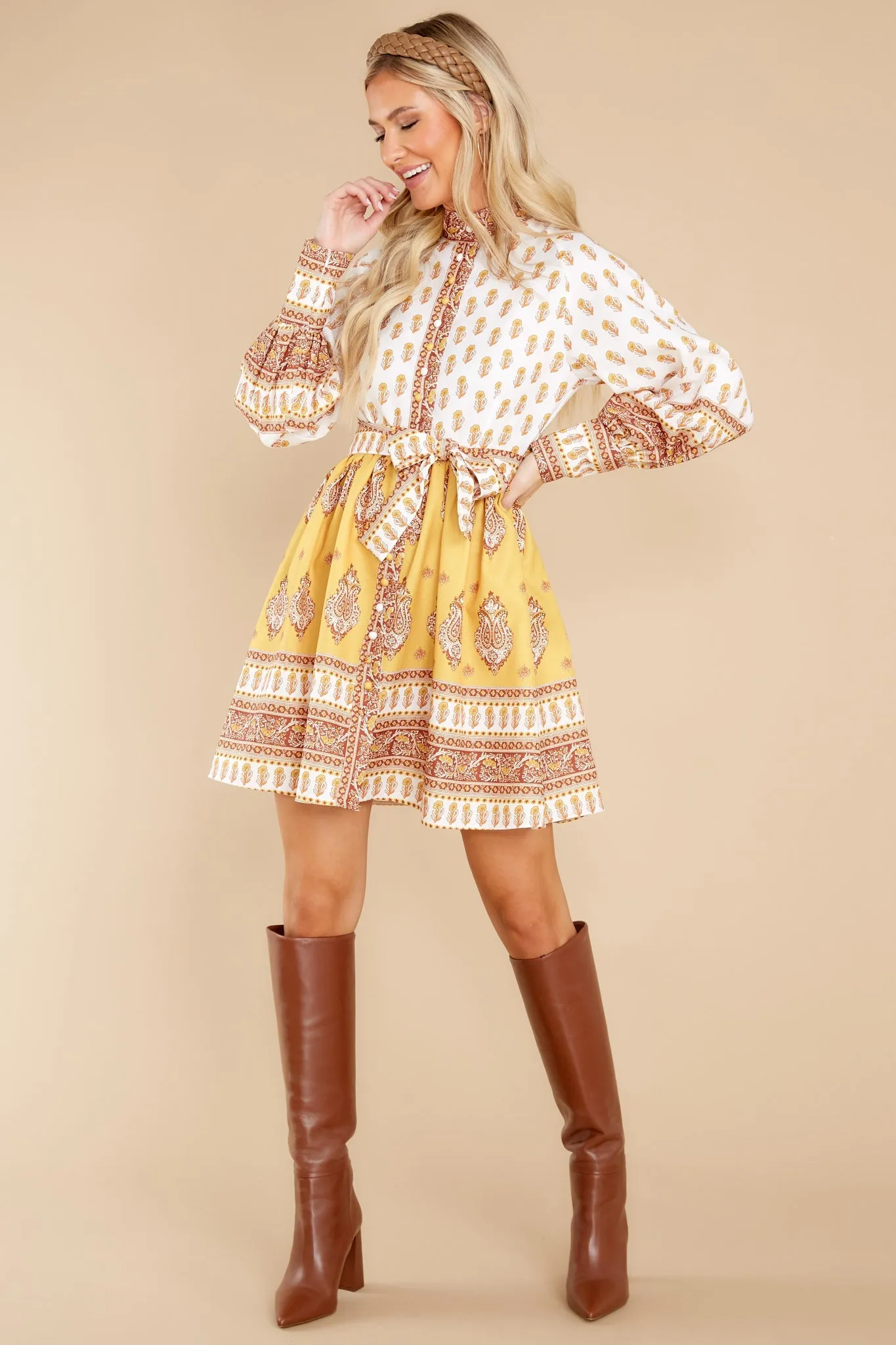 Beginning A Journey Yellow Multi Print Dress