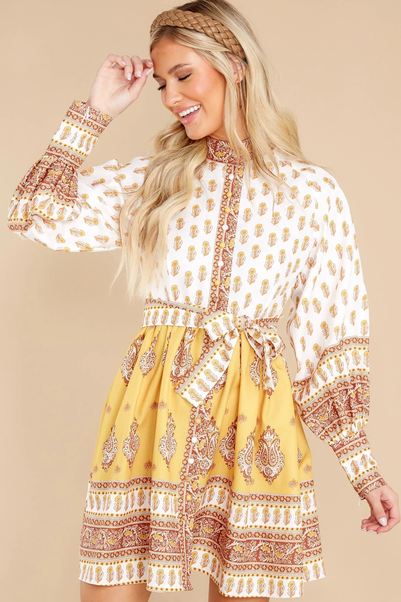 Beginning A Journey Yellow Multi Print Dress