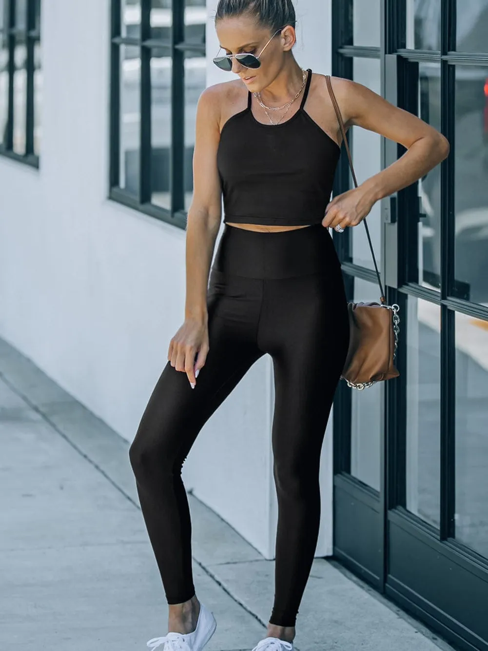 Brown Faux Leather Leggings