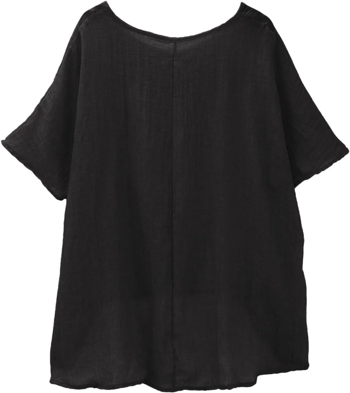 Casual Cotton Linen Tshirts for Women Loose Fit V Neck Short Sleeve Plain Beach T-Shirts Ladies Summer Blouse Tops
