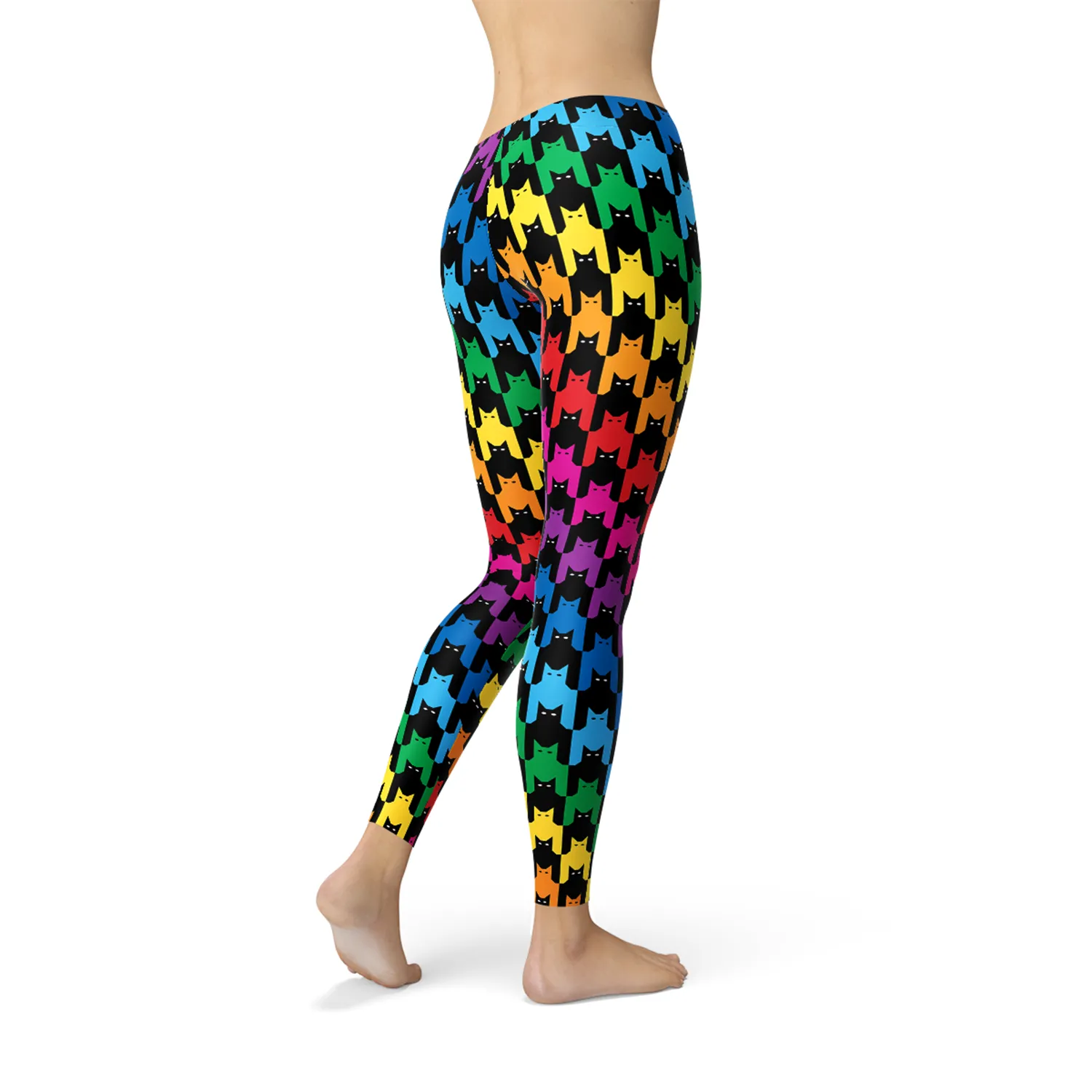 Chic Houndstooth Cat Print Women's Performance Leggings