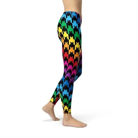 Chic Houndstooth Cat Print Women's Performance Leggings