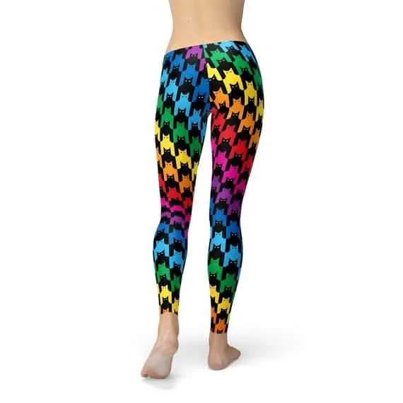 Chic Houndstooth Cat Print Women's Performance Leggings