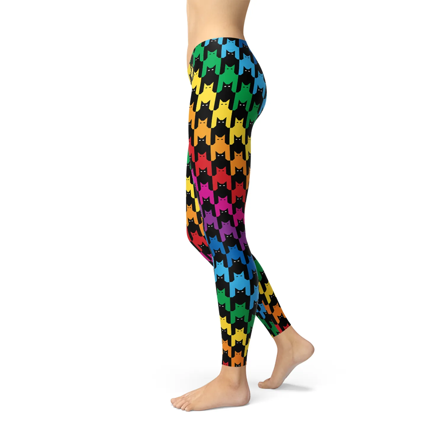 Chic Houndstooth Cat Print Women's Performance Leggings