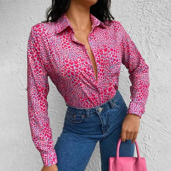 Colorful Shirt, Designer Top with Buttoned Down