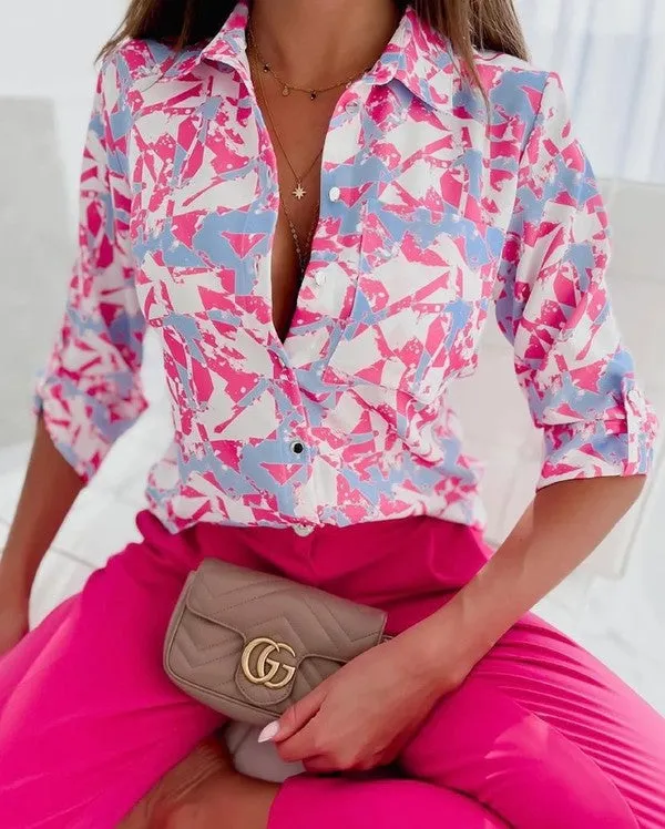 Colorful Shirt, Designer Top with Buttoned Down