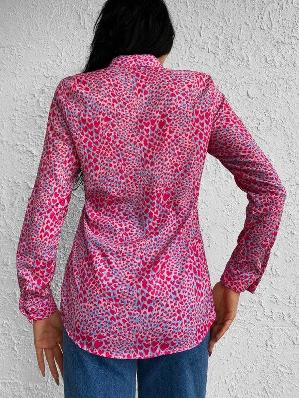Colorful Shirt, Designer Top with Buttoned Down