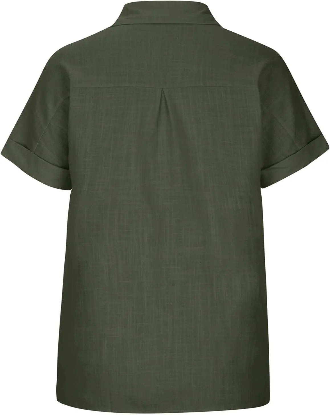 Cotton Linen Shirts for Women Summer Short Sleeve Casual Collared top Loose fit Solid V Neck Button Down T-Shirt tee