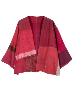 COTTON SILK SW PATCH KANTHA BELL SHAPE JKT - ws2048-red -