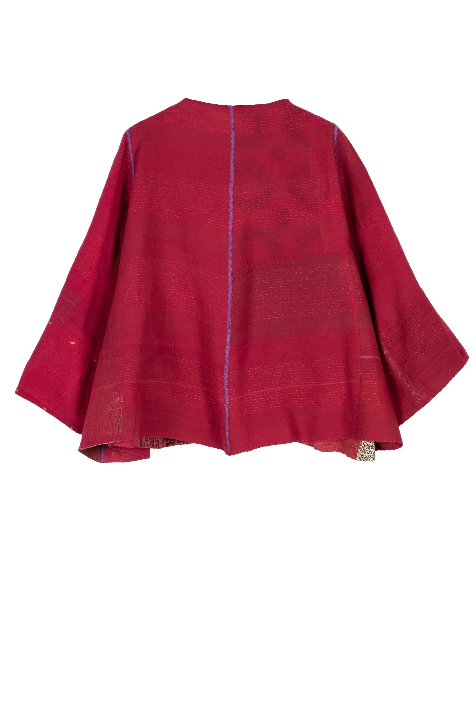 COTTON SILK SW PATCH KANTHA BELL SHAPE JKT - ws2048-red -