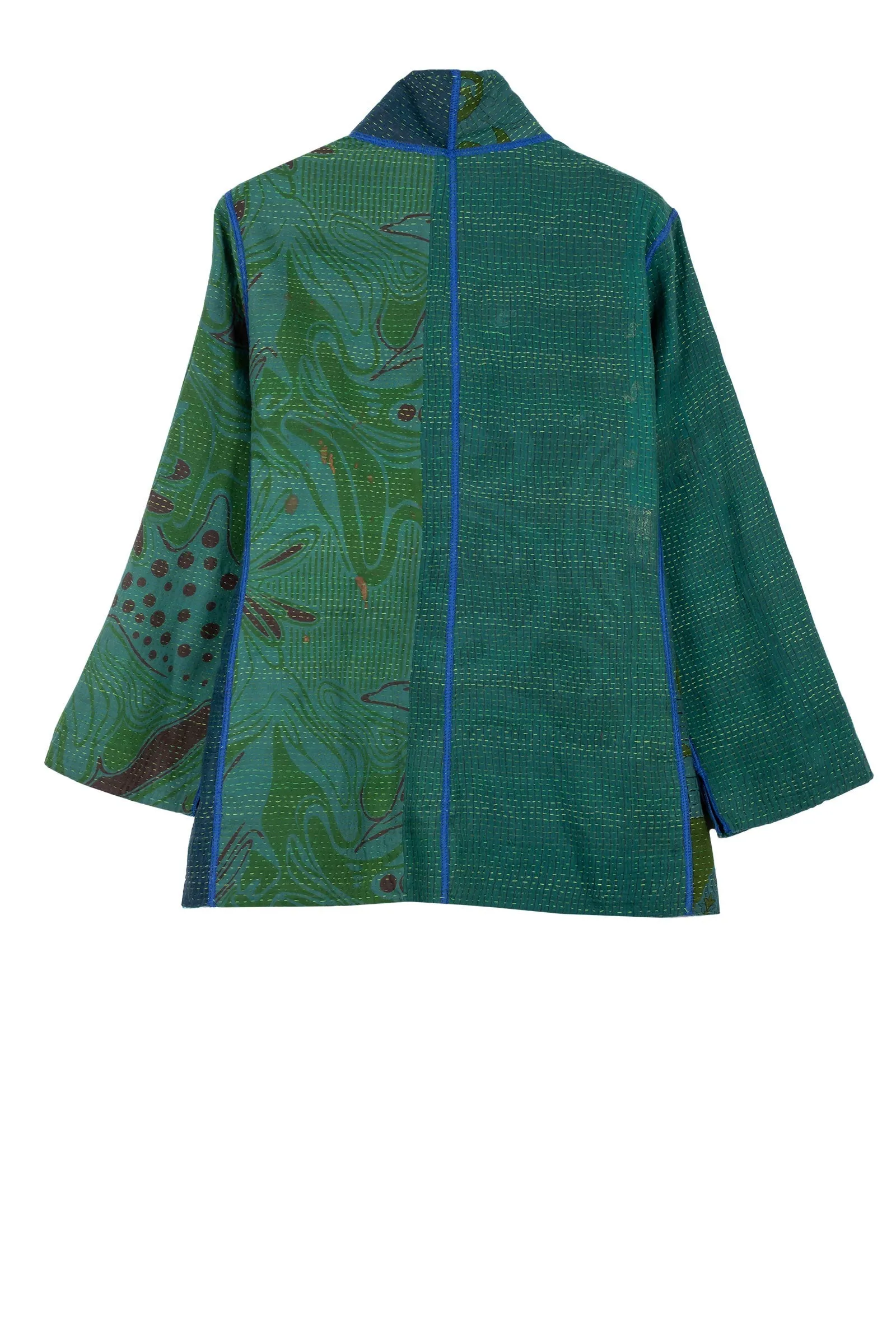 COTTON SILK SW PATCH KANTHA SHORT JKT - ws2007-tel -