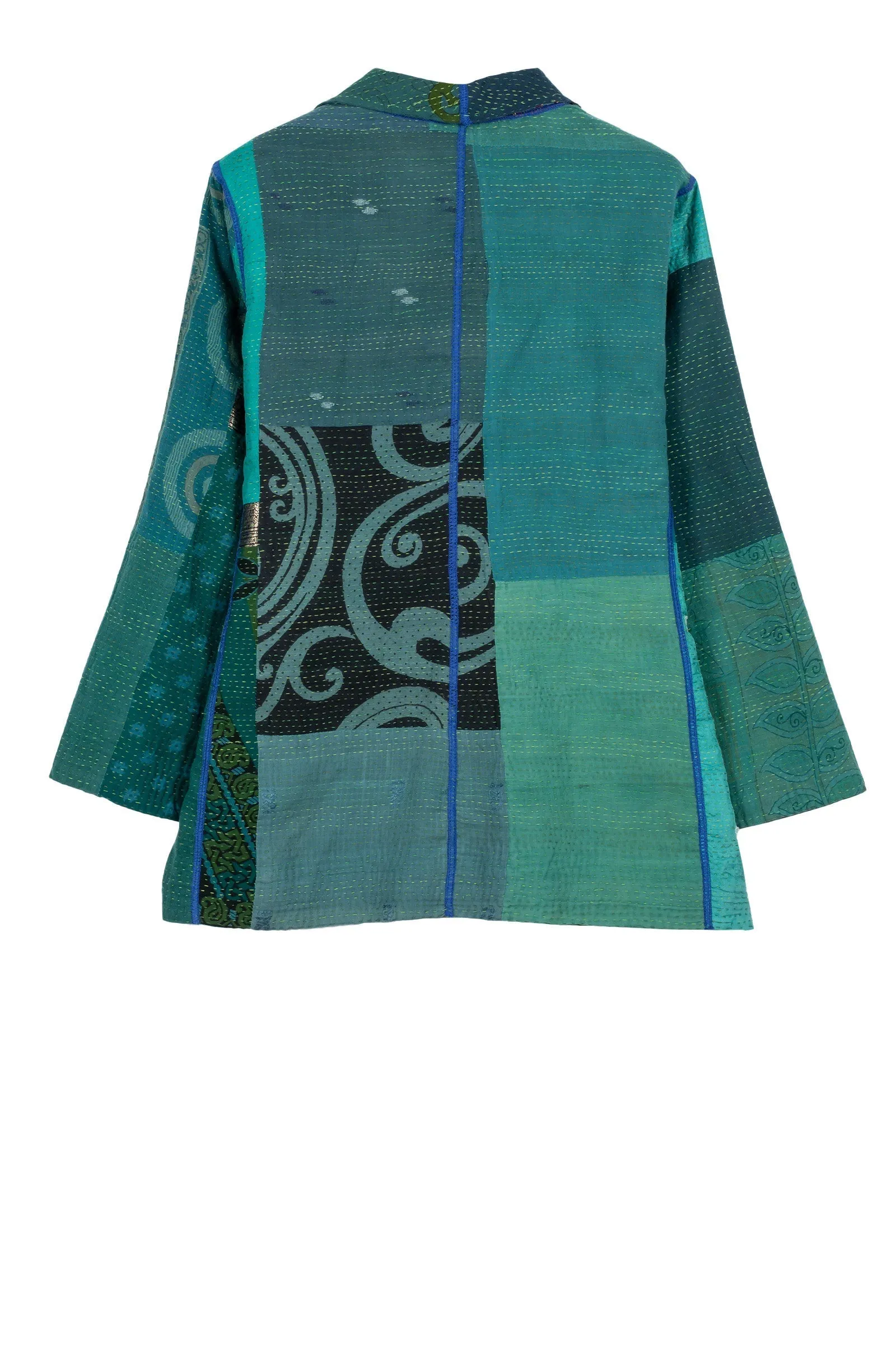 COTTON SILK SW PATCH KANTHA SHORT JKT - ws2007-tel -