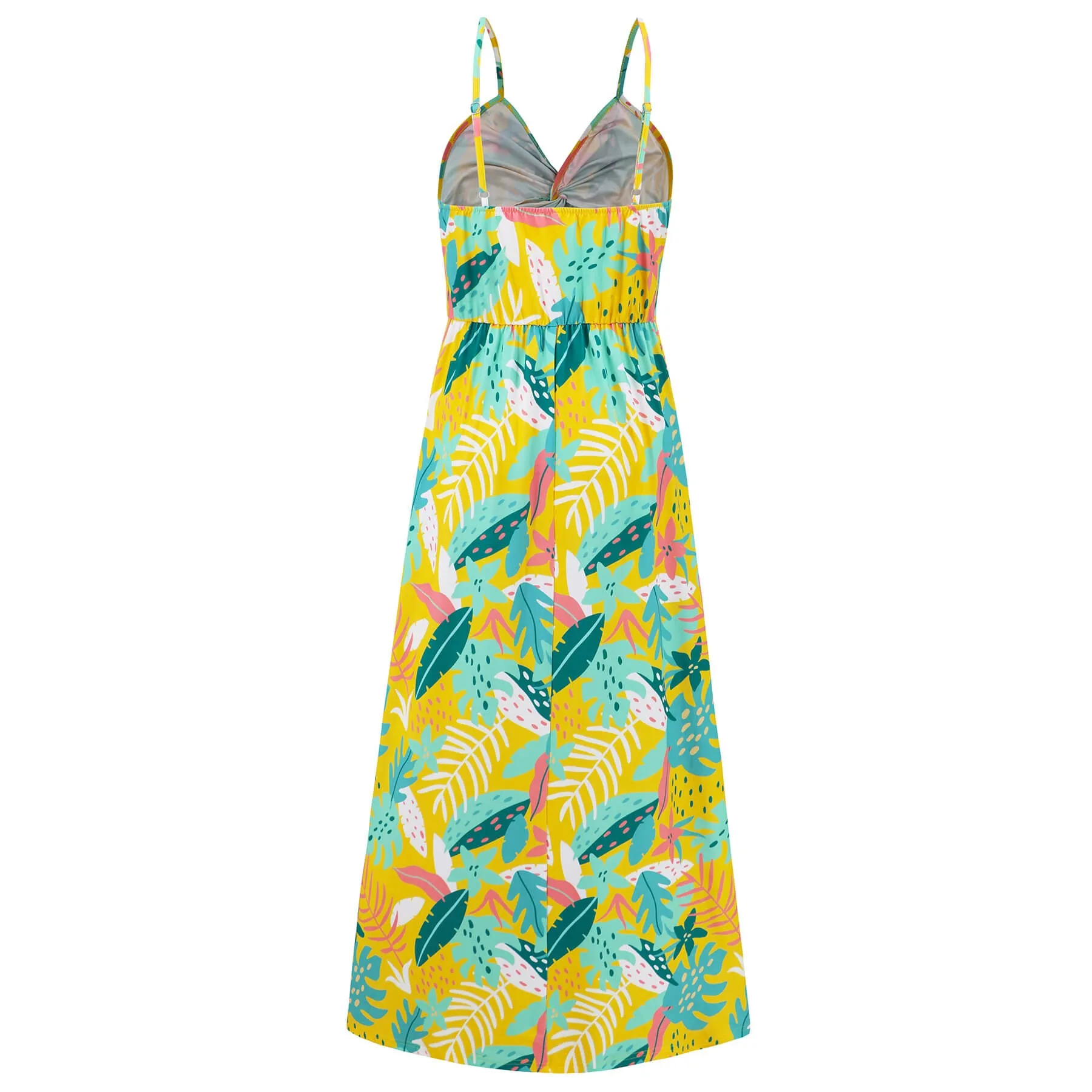 Cynthia Floral V-Neck Boho Maxi Dress - Yellow
