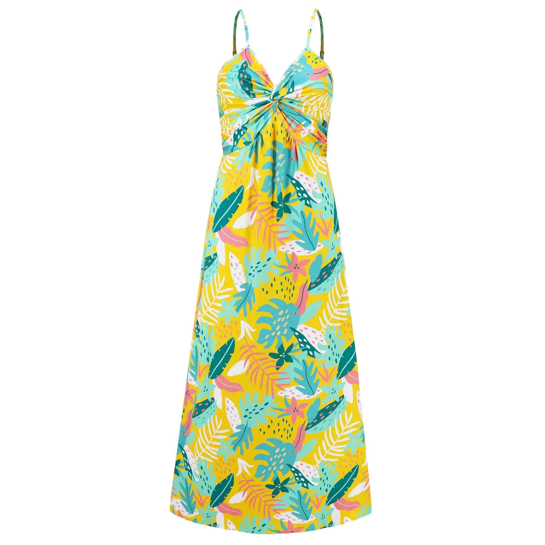 Cynthia Floral V-Neck Boho Maxi Dress - Yellow