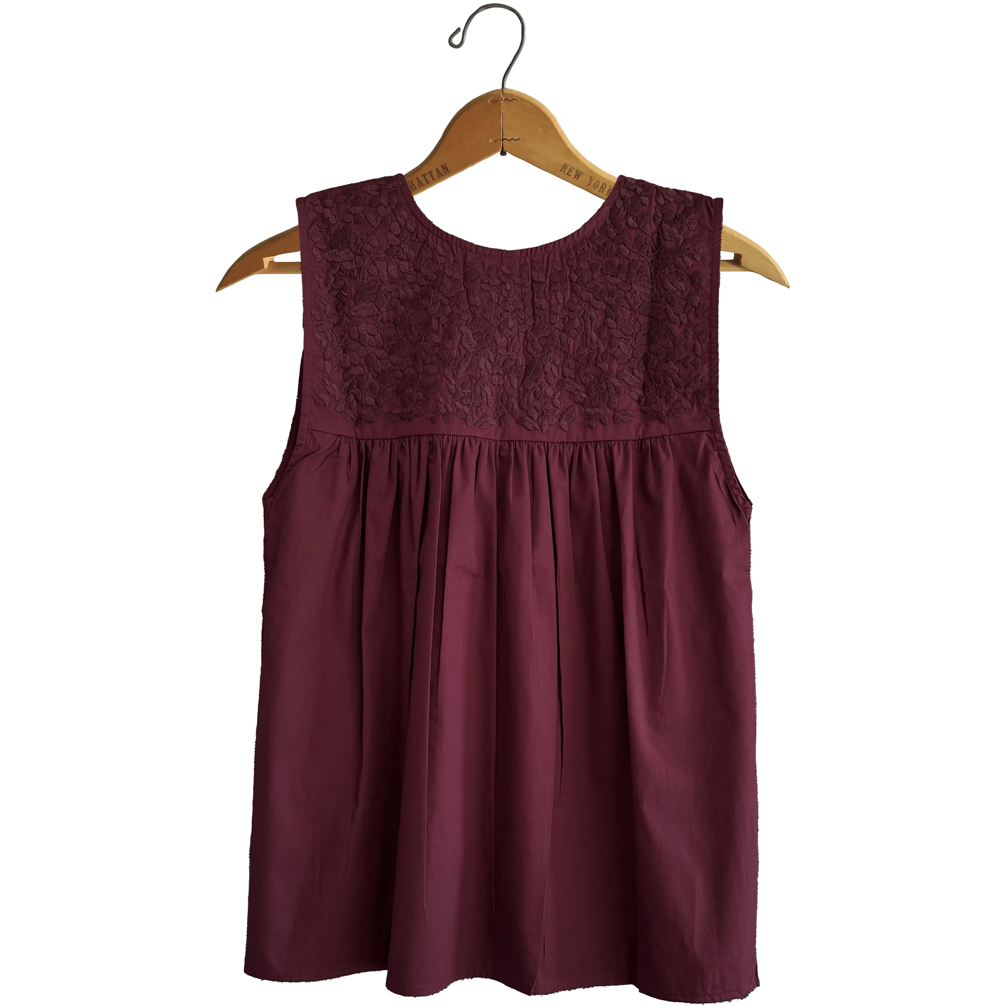 Double Maroon Sleeveless Blouse