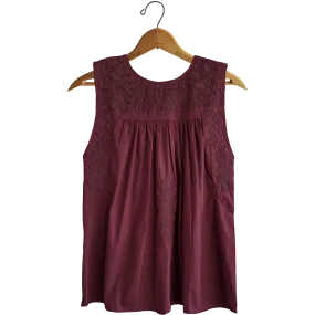Double Maroon Sleeveless Blouse