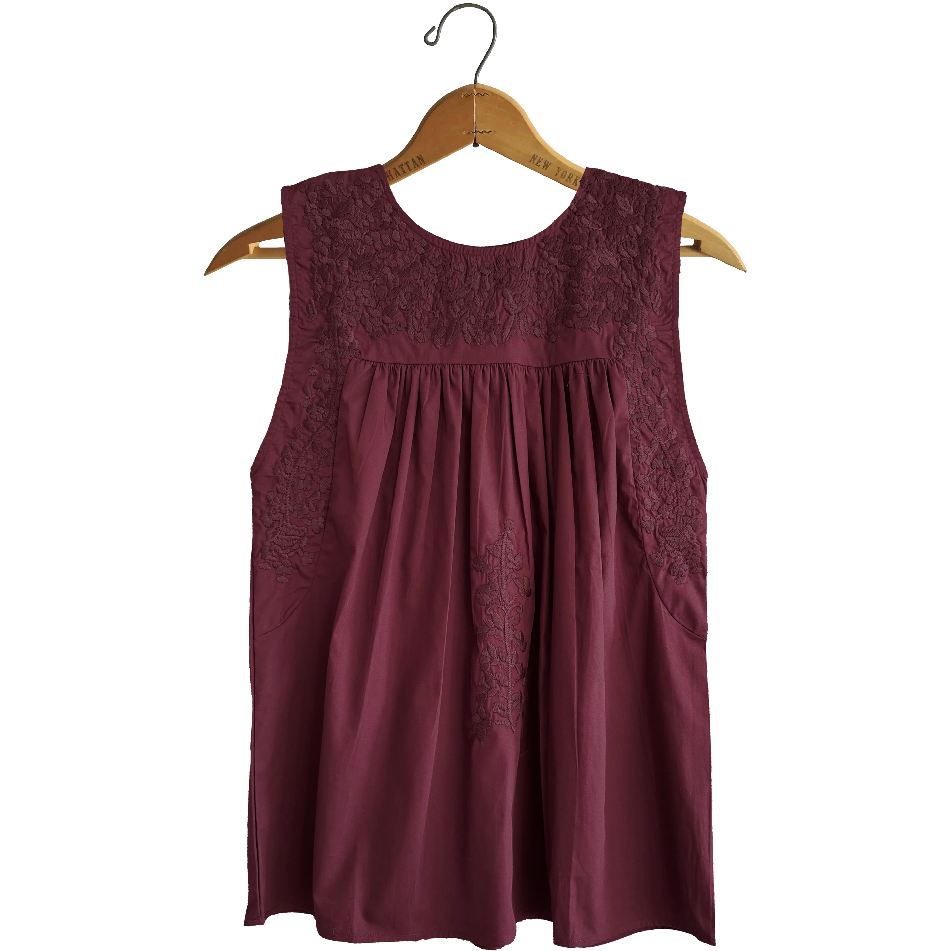 Double Maroon Sleeveless Blouse