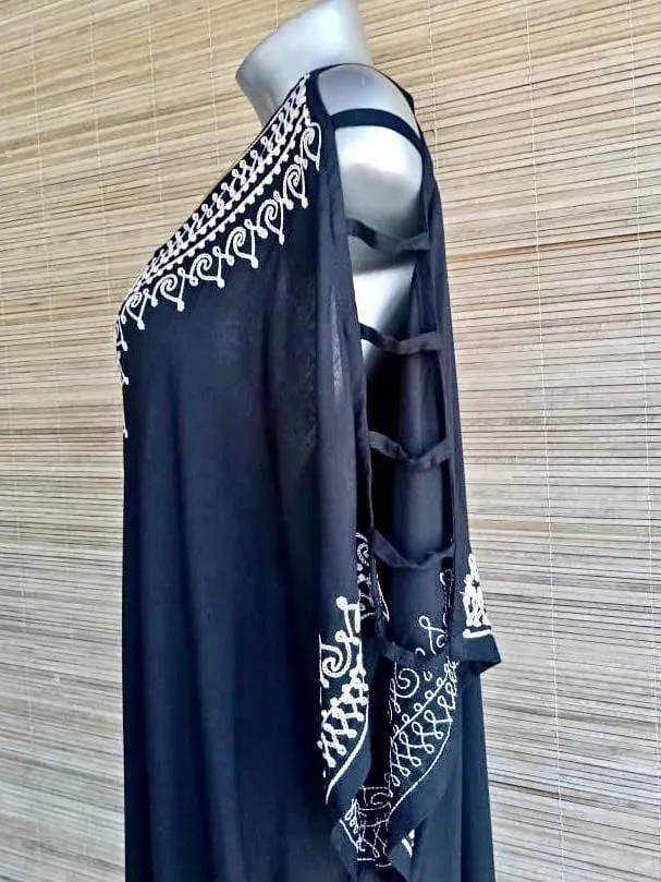 DRESS ARABESQUE New White Embroidery Coral