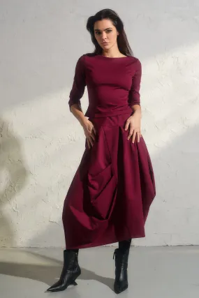 Elegant viscose top in burgundy color