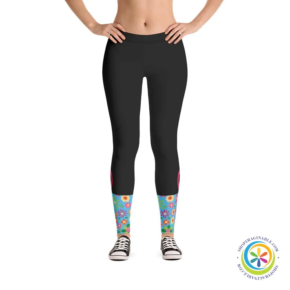 Flowers PEACE Sign Full Length Leggings