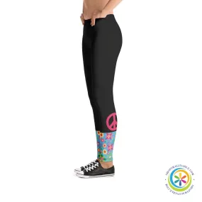 Flowers PEACE Sign Full Length Leggings