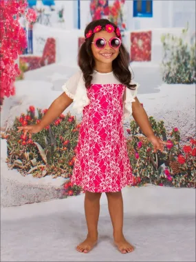 Girls Fuchsia/White Boho Dress