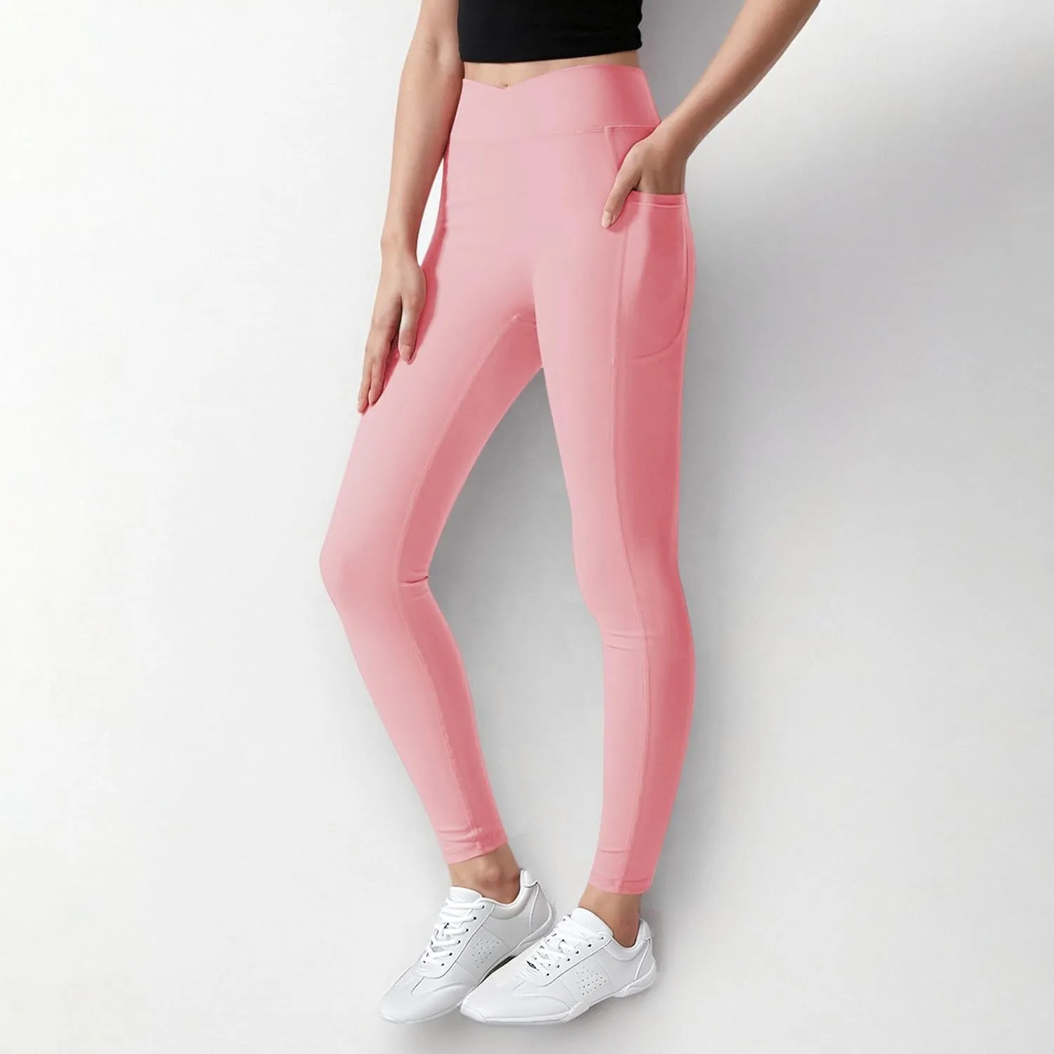 Girls Leggings Casual Seamless High Waisted Stretch Tights Dance Yoga Pants Kids Leggings with Pockets 5-12 Years