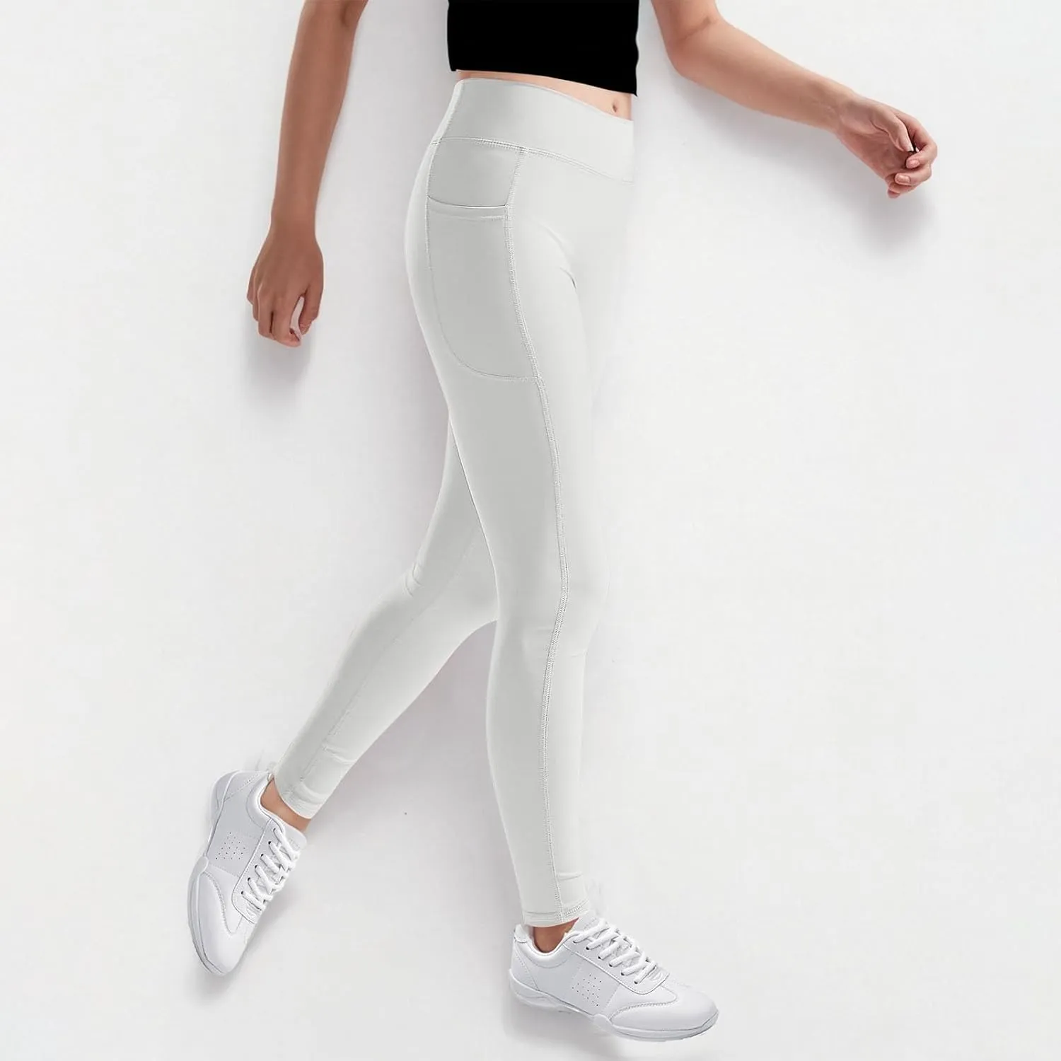 Girls Leggings Casual Seamless High Waisted Stretch Tights Dance Yoga Pants Kids Leggings with Pockets 5-12 Years