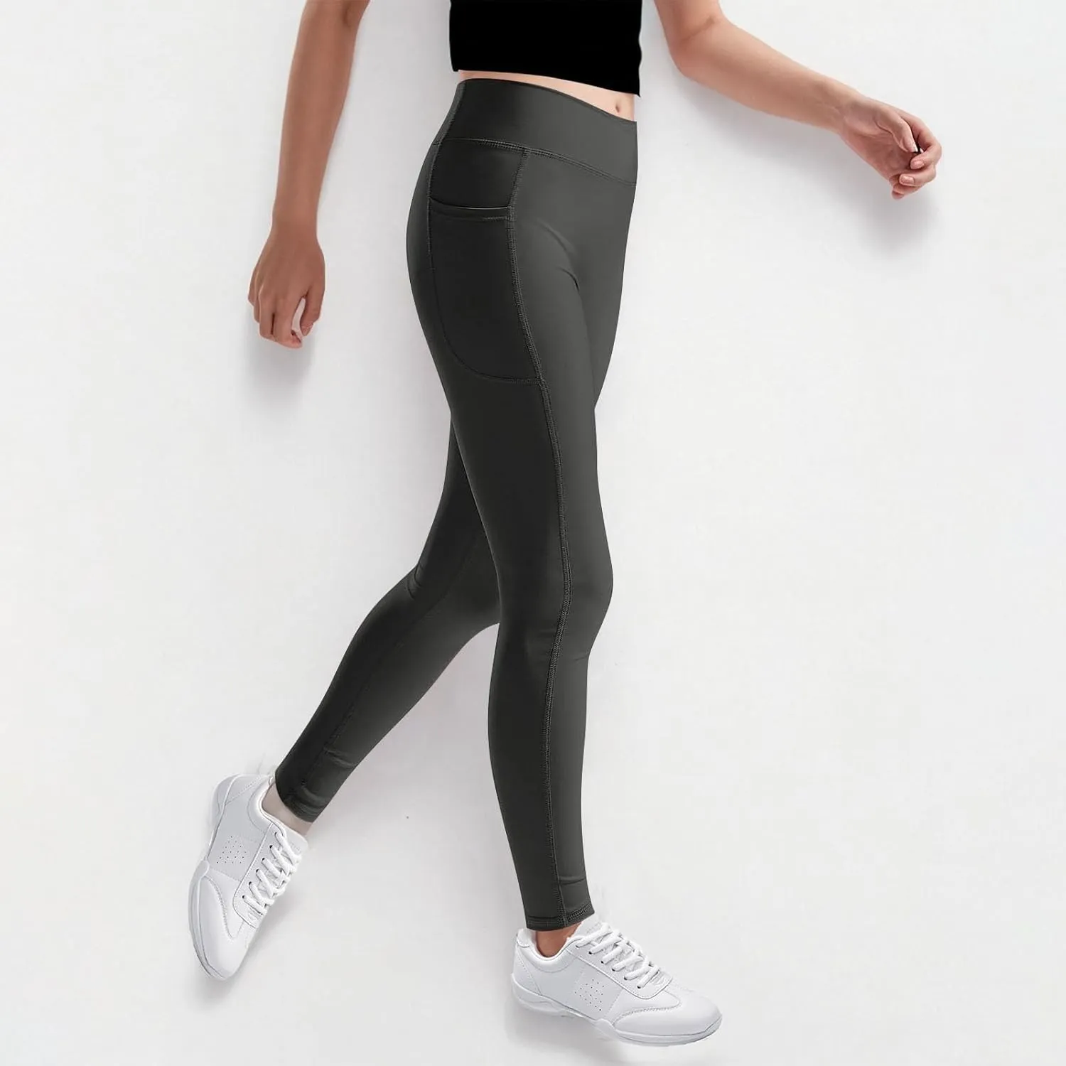 Girls Leggings Casual Seamless High Waisted Stretch Tights Dance Yoga Pants Kids Leggings with Pockets 5-12 Years