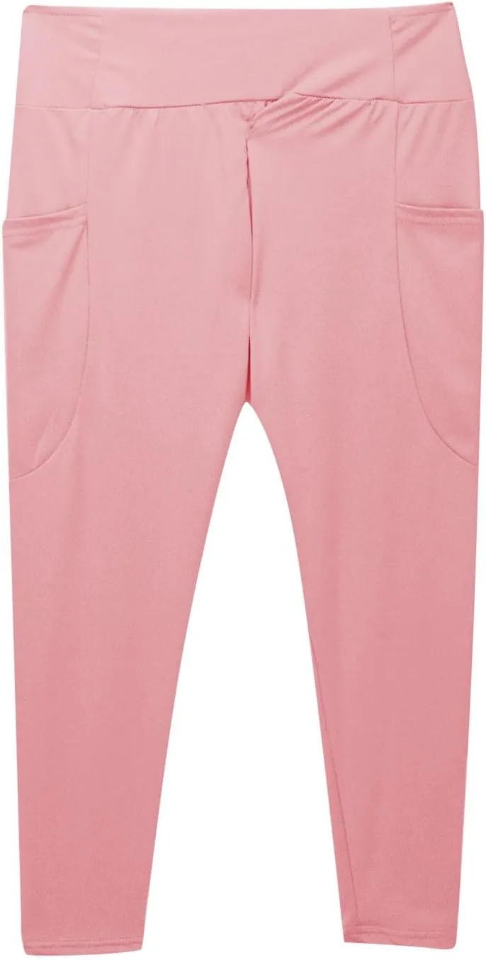 Girls Leggings Casual Seamless High Waisted Stretch Tights Dance Yoga Pants Kids Leggings with Pockets 5-12 Years