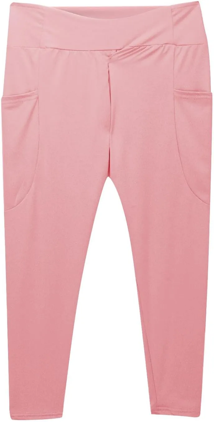 Girls Leggings Casual Seamless High Waisted Stretch Tights Dance Yoga Pants Kids Leggings with Pockets 5-12 Years