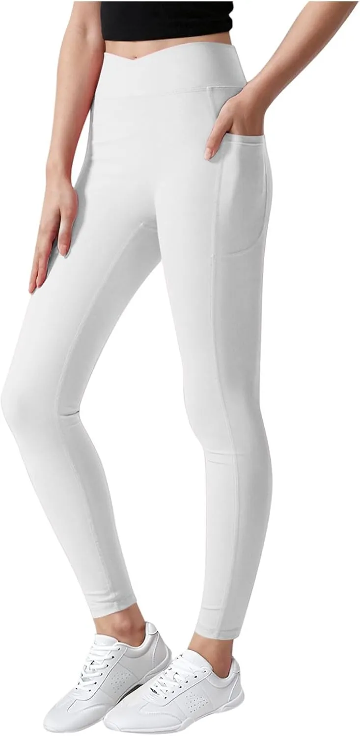 Girls Leggings Casual Seamless High Waisted Stretch Tights Dance Yoga Pants Kids Leggings with Pockets 5-12 Years