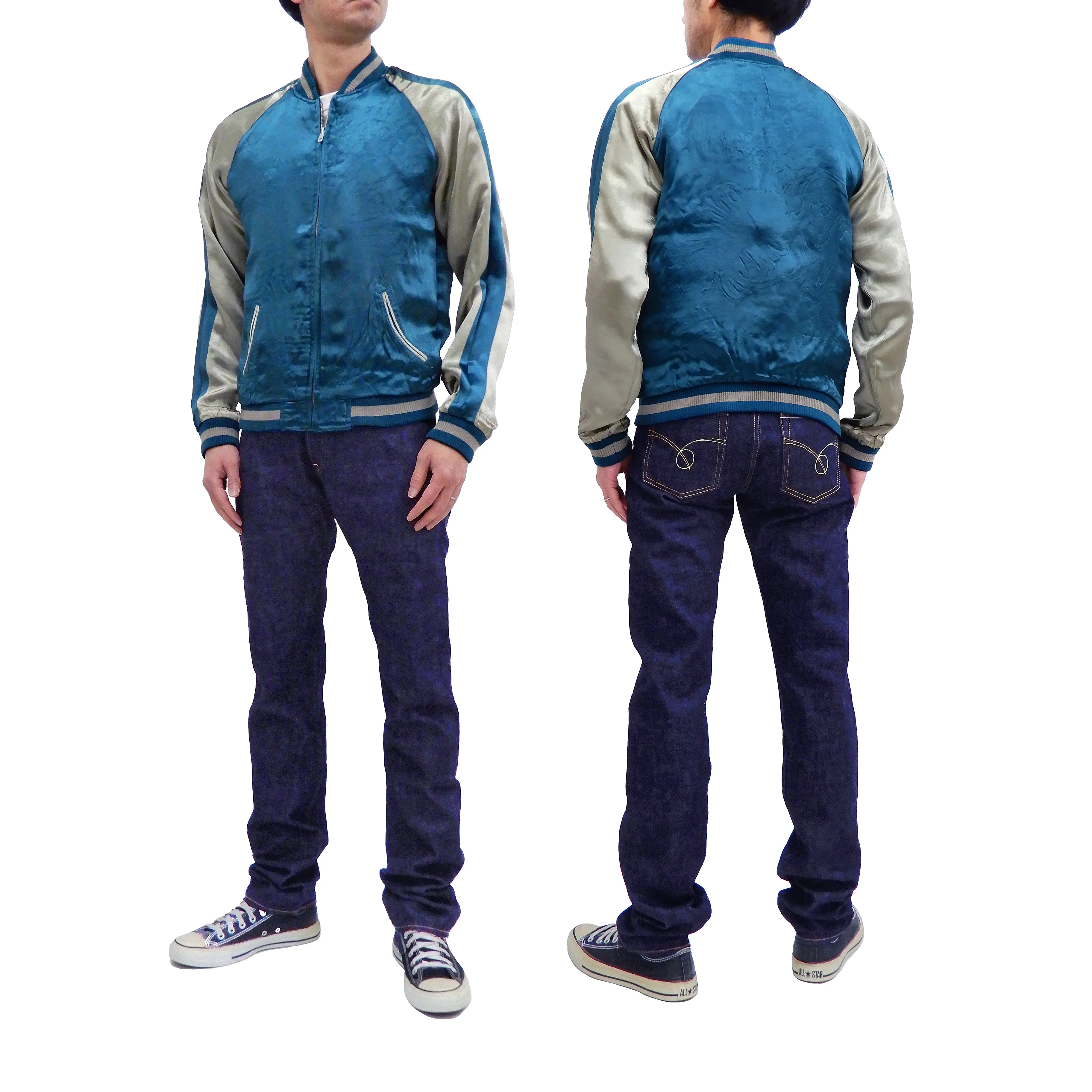 Hanatabi Gakudan Men's Japanese Souvenir Jacket Japanese Skeleton Art Sukajan Script SSJ-037