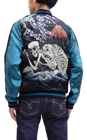 Hanatabi Gakudan Men's Japanese Souvenir Jacket Japanese Skeleton Art Sukajan Script SSJ-037