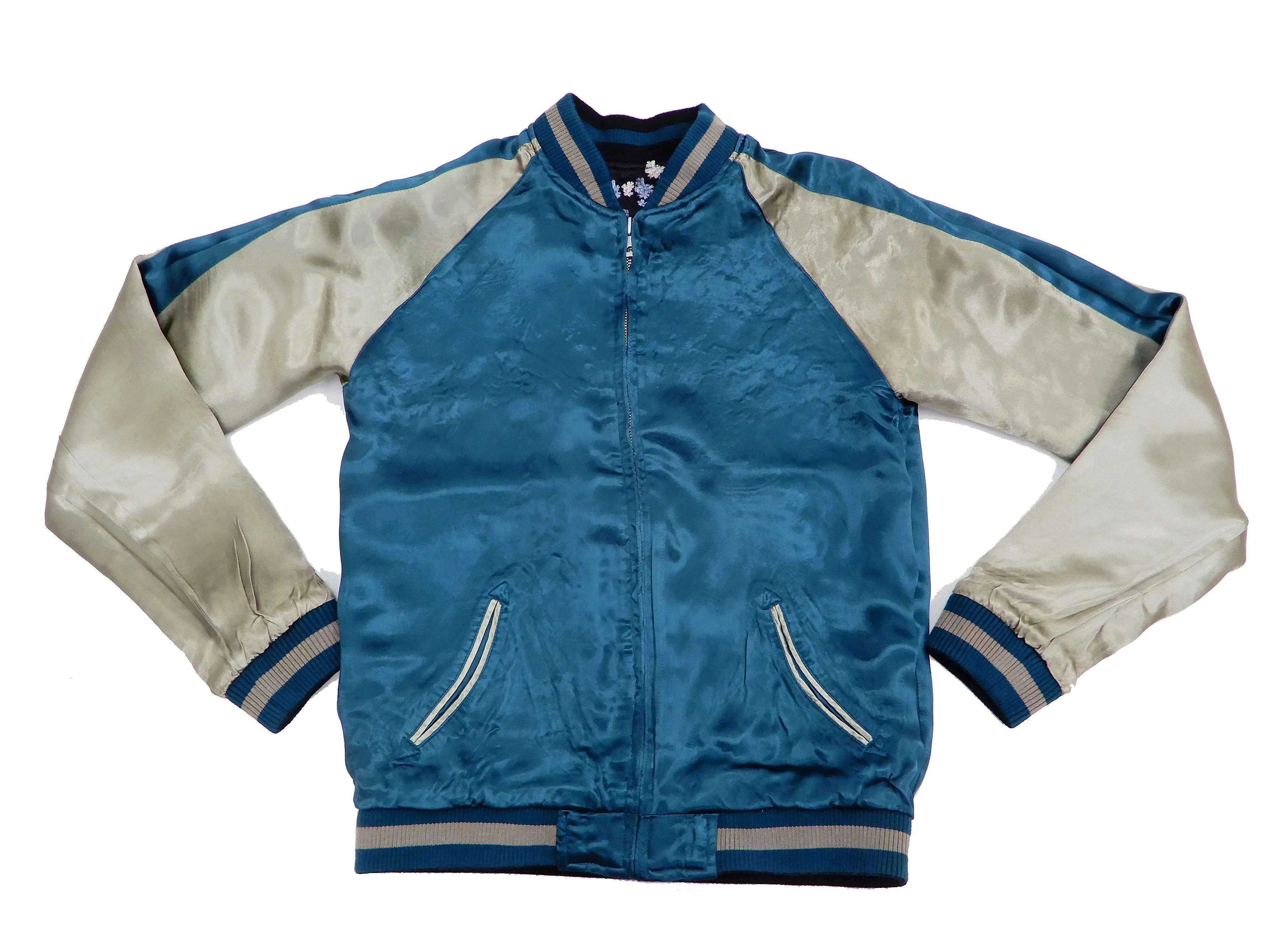 Hanatabi Gakudan Men's Japanese Souvenir Jacket Japanese Skeleton Art Sukajan Script SSJ-037
