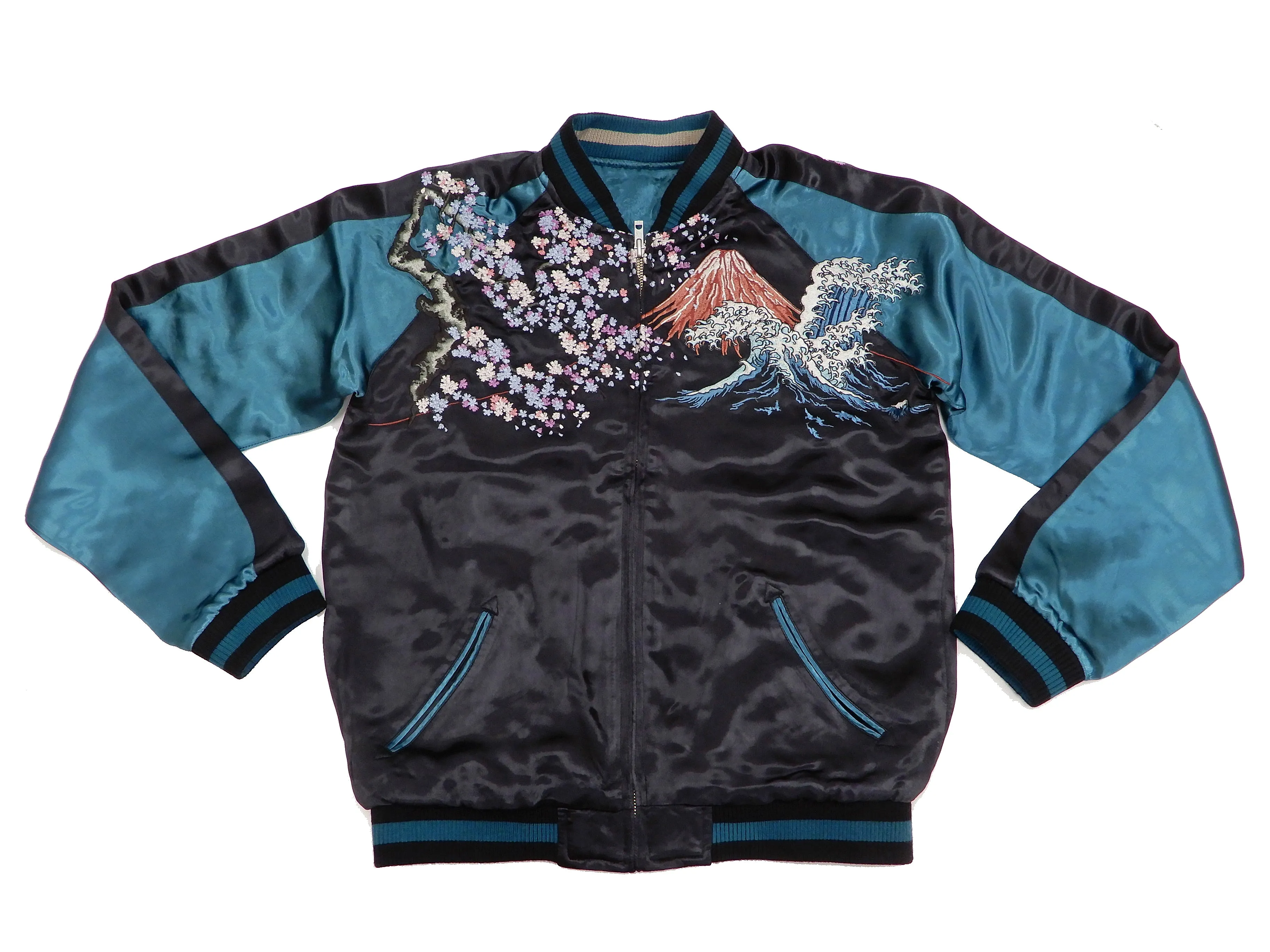 Hanatabi Gakudan Men's Japanese Souvenir Jacket Japanese Skeleton Art Sukajan Script SSJ-037
