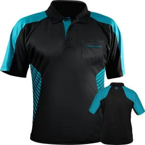 *Harrows Vivid Dart Shirt - with Pocket - Black & Aqua Blue