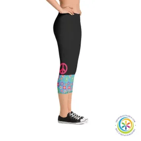 Hippie Chic PEACE Sign Capri Leggings
